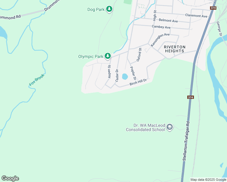 map of restaurants, bars, coffee shops, grocery stores, and more near 39 Cedar Drive in Stellarton