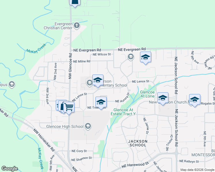 map of restaurants, bars, coffee shops, grocery stores, and more near 283 NE Lenox St in Hillsboro