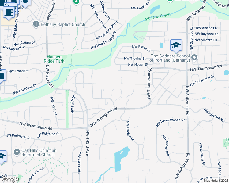 map of restaurants, bars, coffee shops, grocery stores, and more near 3782 Northwest Bronson Crest Loop in Portland