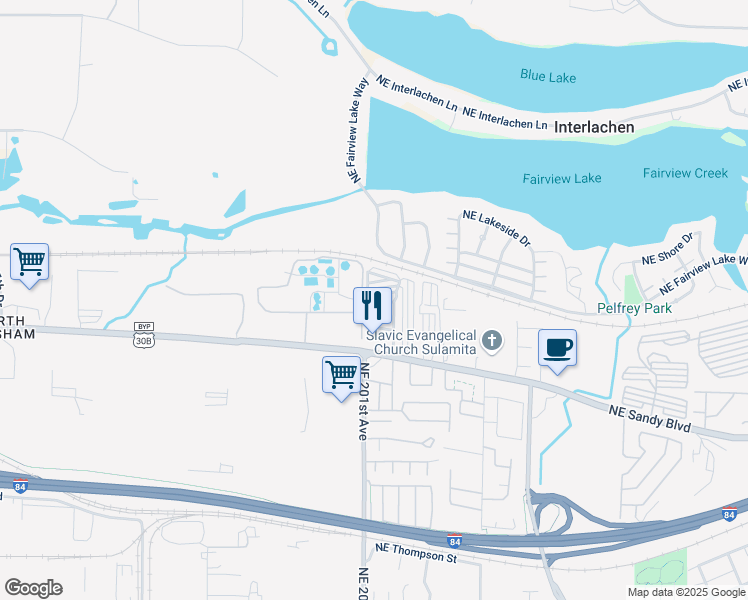 map of restaurants, bars, coffee shops, grocery stores, and more near 20145 Northeast Sandy Boulevard in Fairview