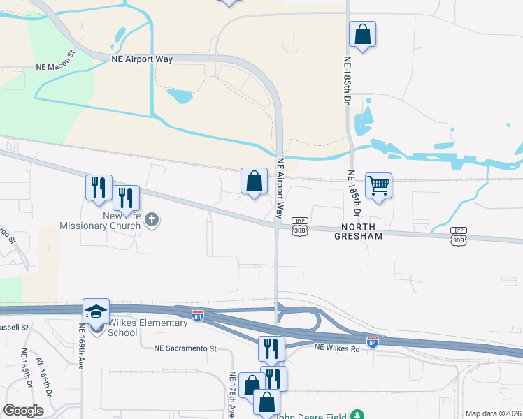 map of restaurants, bars, coffee shops, grocery stores, and more near in Gresham