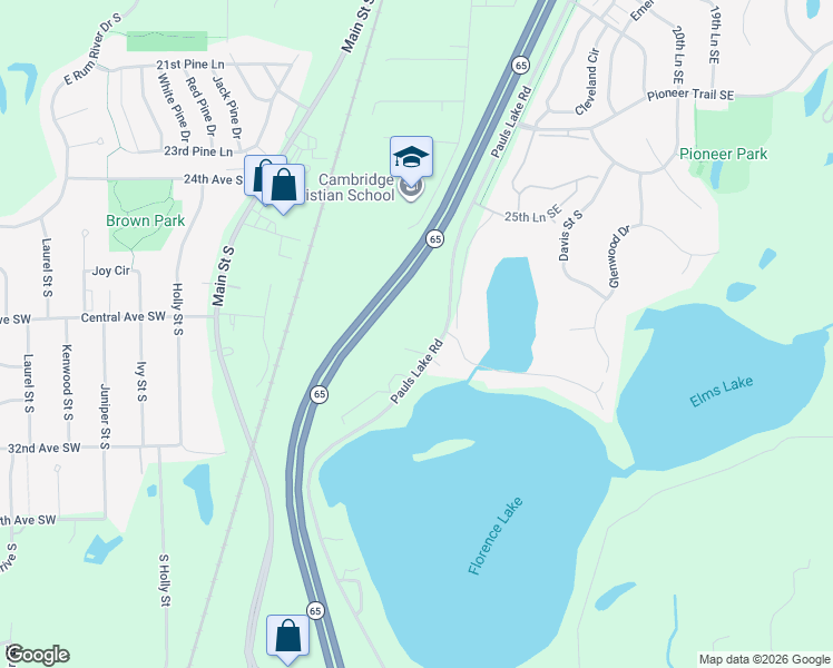 map of restaurants, bars, coffee shops, grocery stores, and more near 2925 Pauls Lake Road in Cambridge