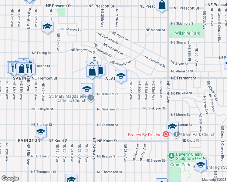 map of restaurants, bars, coffee shops, grocery stores, and more near in Portland