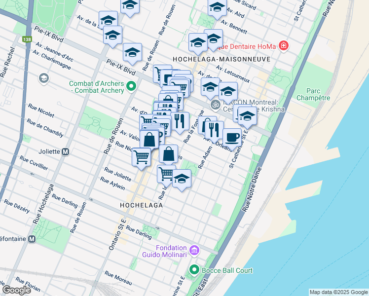 map of restaurants, bars, coffee shops, grocery stores, and more near 3844 Rue la Fontaine in Montréal