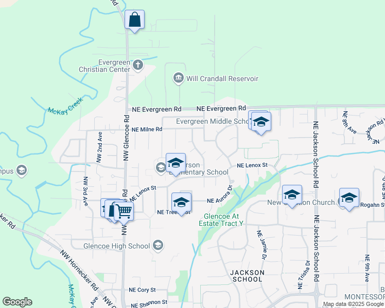 map of restaurants, bars, coffee shops, grocery stores, and more near 3076 Northeast Kaster Drive in Hillsboro