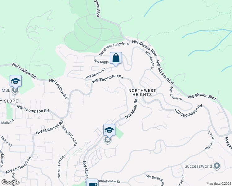map of restaurants, bars, coffee shops, grocery stores, and more near 3323 Northwest Spencer Street in Portland