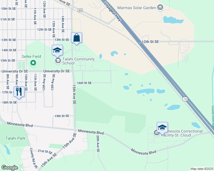 map of restaurants, bars, coffee shops, grocery stores, and more near 1812 16th Street Southeast in St. Cloud