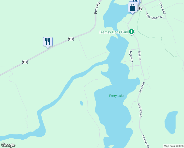 map of restaurants, bars, coffee shops, grocery stores, and more near 369 Pinegrove Road in Emsdale