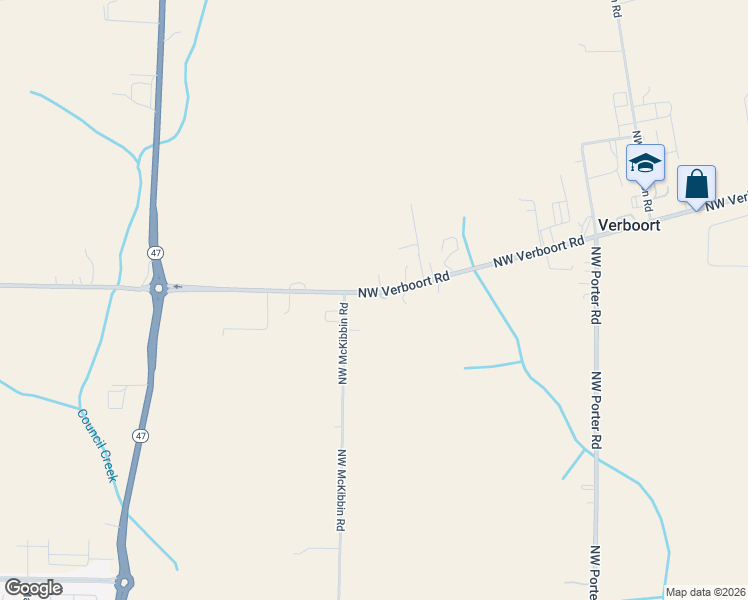 map of restaurants, bars, coffee shops, grocery stores, and more near 40690 Northwest Verboort Road in Forest Grove