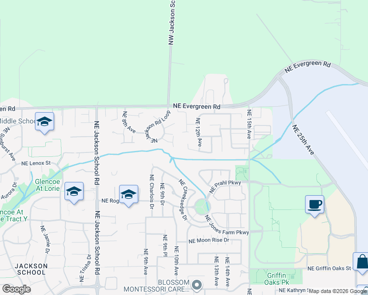 map of restaurants, bars, coffee shops, grocery stores, and more near 1151 Northeast Alexandria Street in Hillsboro