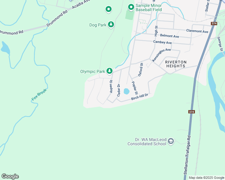 map of restaurants, bars, coffee shops, grocery stores, and more near 113 Aspen Street in Stellarton