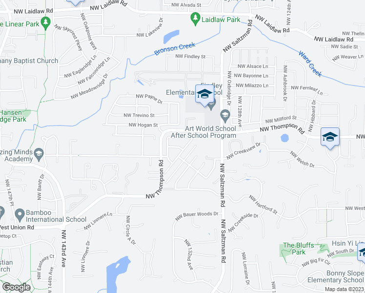 map of restaurants, bars, coffee shops, grocery stores, and more near 13327 Northwest Yvonne Lane in Portland
