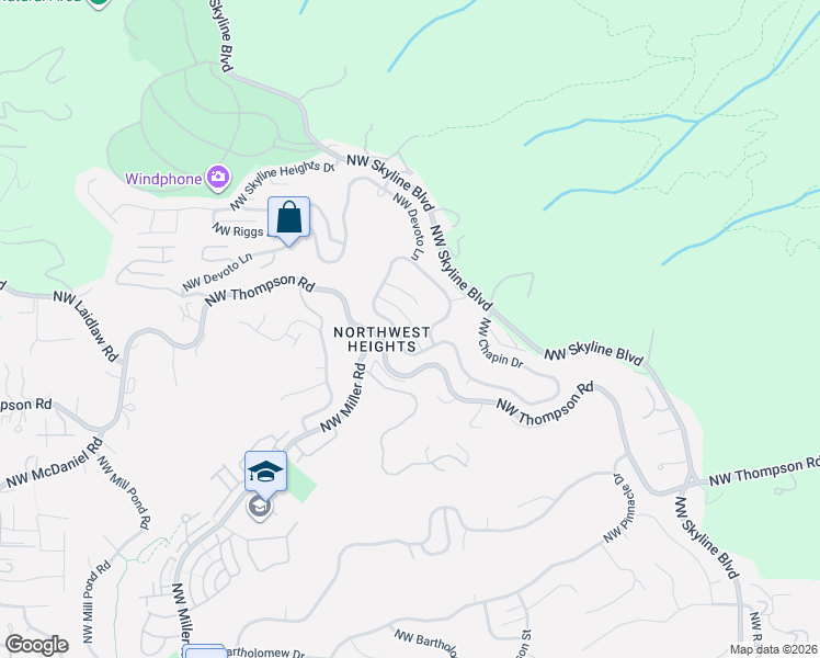 map of restaurants, bars, coffee shops, grocery stores, and more near 9228 Northwest Wiley Lane in Portland
