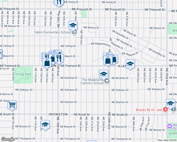map of restaurants, bars, coffee shops, grocery stores, and more near in Portland