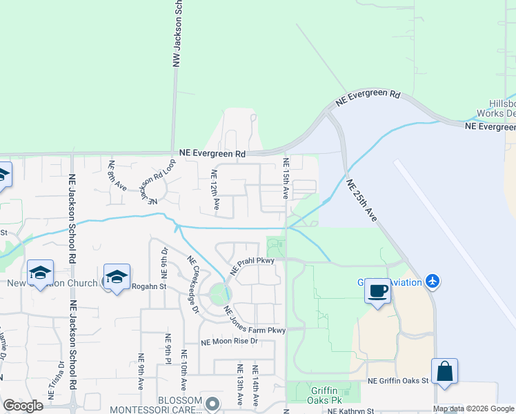 map of restaurants, bars, coffee shops, grocery stores, and more near 3149 Northeast 14th Place in Hillsboro