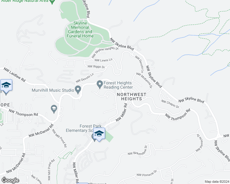 map of restaurants, bars, coffee shops, grocery stores, and more near 3416 Northwest Jackson Lane in Portland