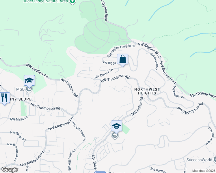 map of restaurants, bars, coffee shops, grocery stores, and more near 3343 Northwest Spencer Street in Portland