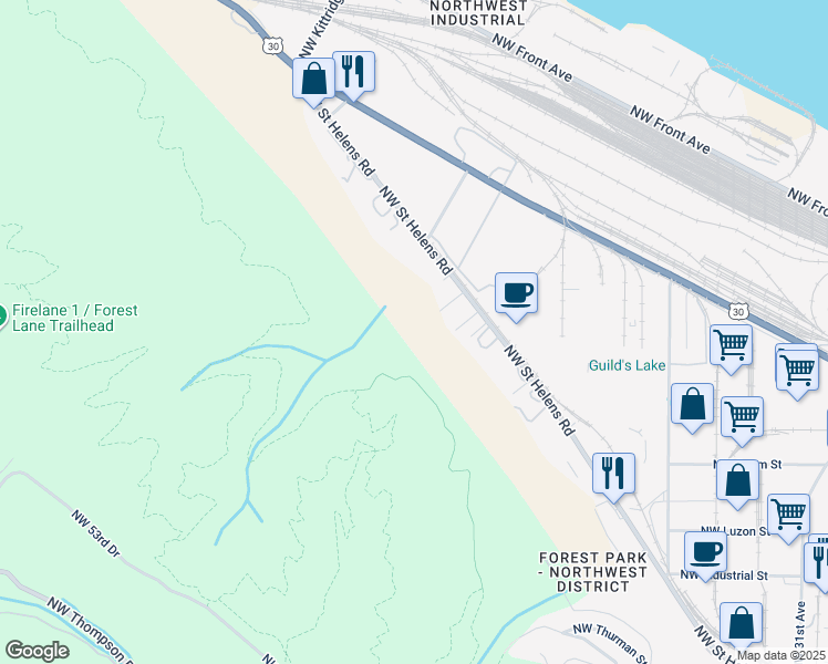 map of restaurants, bars, coffee shops, grocery stores, and more near in Portland