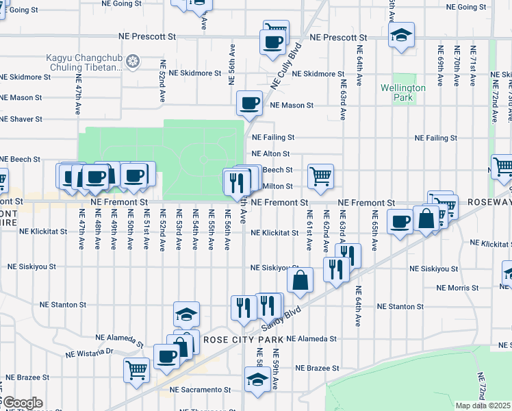 map of restaurants, bars, coffee shops, grocery stores, and more near in Portland