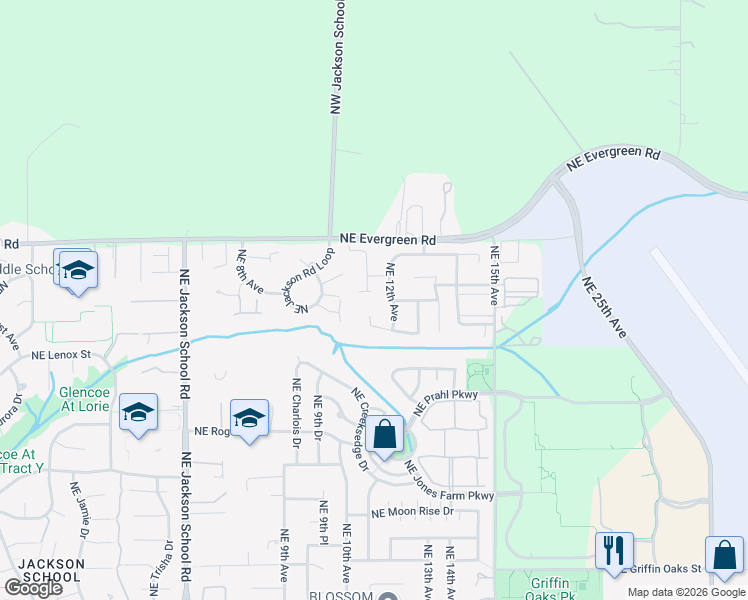 map of restaurants, bars, coffee shops, grocery stores, and more near 1151 Northeast Alexandria Street in Hillsboro