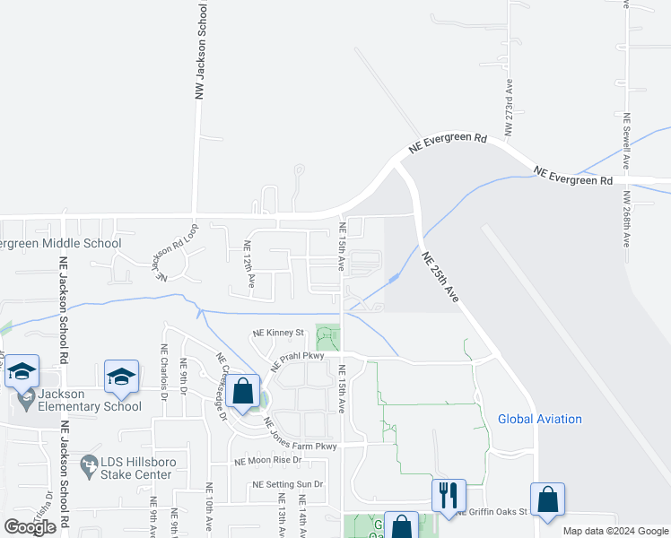 map of restaurants, bars, coffee shops, grocery stores, and more near 1476 Northeast Redspire Lane in Hillsboro