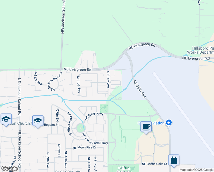 map of restaurants, bars, coffee shops, grocery stores, and more near 1498 Northeast Zachary Street in Hillsboro