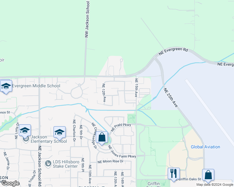 map of restaurants, bars, coffee shops, grocery stores, and more near 1317 Northeast Maureen Street in Hillsboro