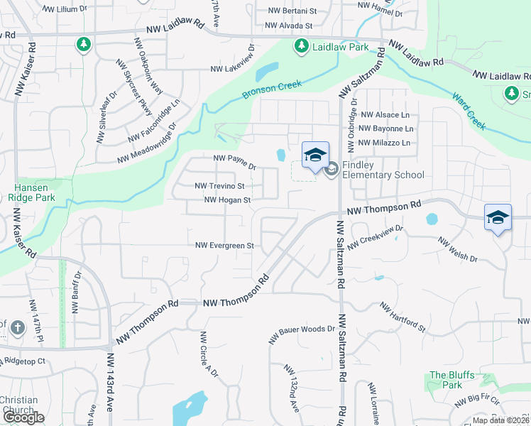 map of restaurants, bars, coffee shops, grocery stores, and more near 4049 Northwest 134th Terrace in Portland