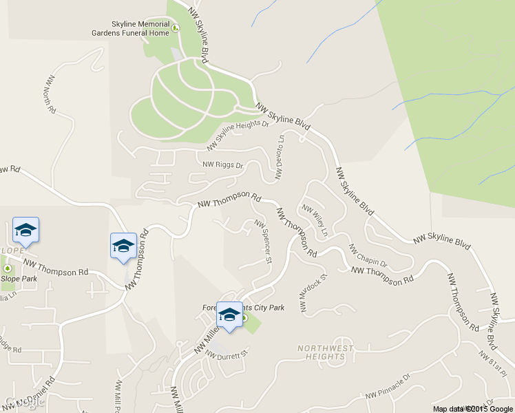map of restaurants, bars, coffee shops, grocery stores, and more near 3921 Northwest Devoto Lane in Portland