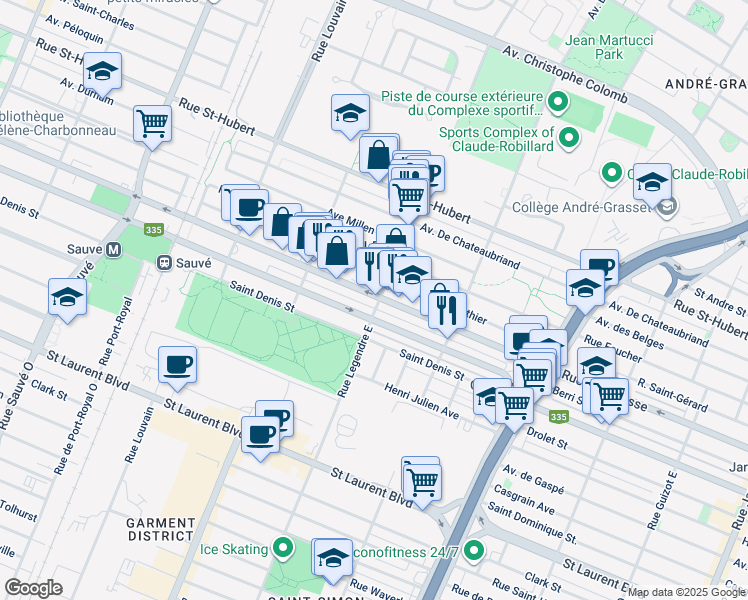map of restaurants, bars, coffee shops, grocery stores, and more near in 