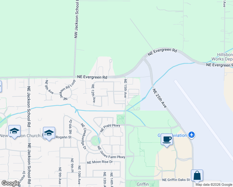 map of restaurants, bars, coffee shops, grocery stores, and more near 1498 Northeast Zachary Street in Hillsboro