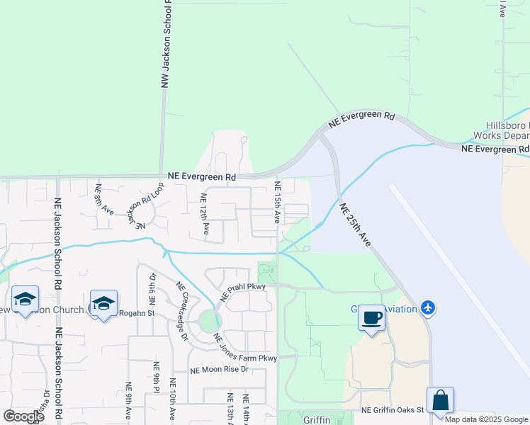 map of restaurants, bars, coffee shops, grocery stores, and more near 1498 Northeast Zachary Street in Hillsboro