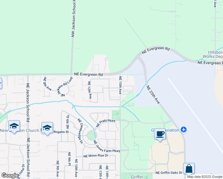 map of restaurants, bars, coffee shops, grocery stores, and more near 1498 Northeast Zachary Street in Hillsboro