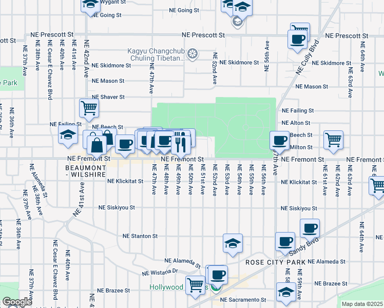map of restaurants, bars, coffee shops, grocery stores, and more near in Portland