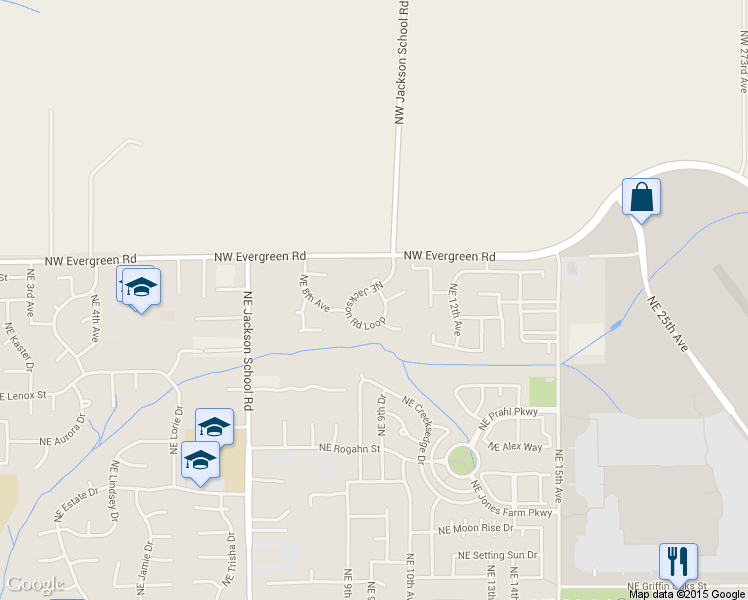 map of restaurants, bars, coffee shops, grocery stores, and more near 3304 Northeast Jackson Road Loop in Hillsboro