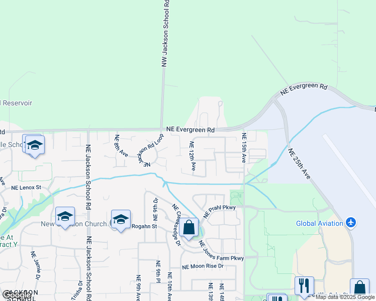 map of restaurants, bars, coffee shops, grocery stores, and more near 1175 Northeast Irene Court in Hillsboro