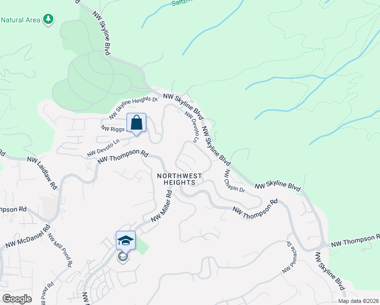map of restaurants, bars, coffee shops, grocery stores, and more near 9309 Northwest Finzer Court in Portland