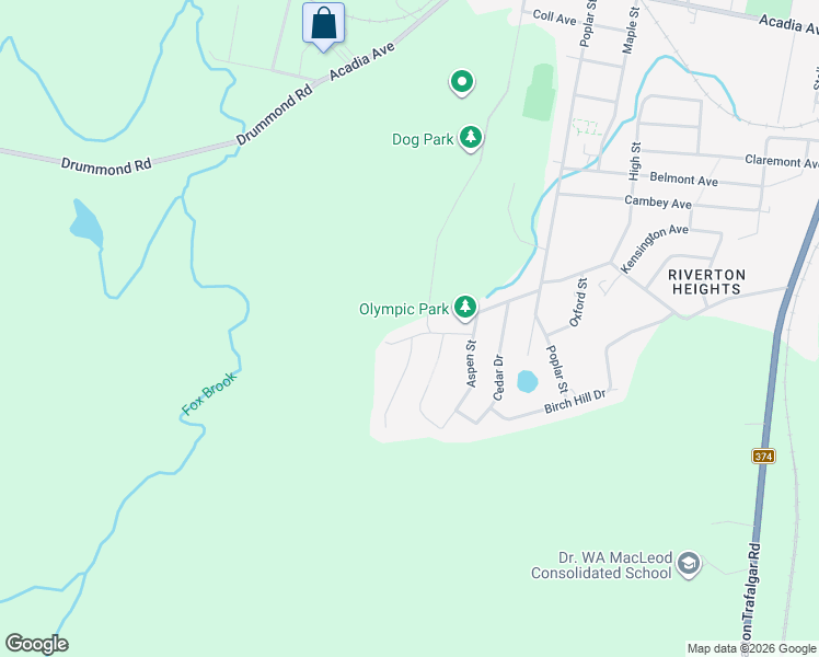 map of restaurants, bars, coffee shops, grocery stores, and more near 102 Juniper Street in Stellarton