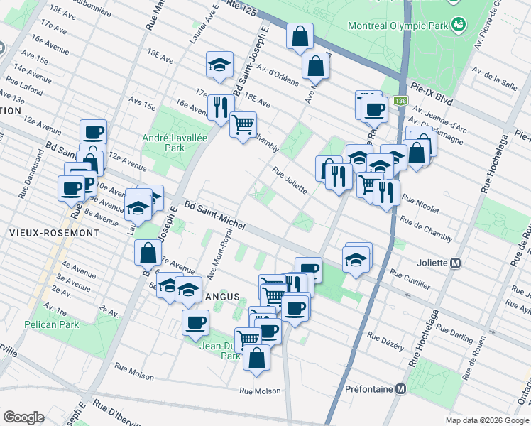 map of restaurants, bars, coffee shops, grocery stores, and more near 4284 Rue Ernest-Gendreau in Montréal