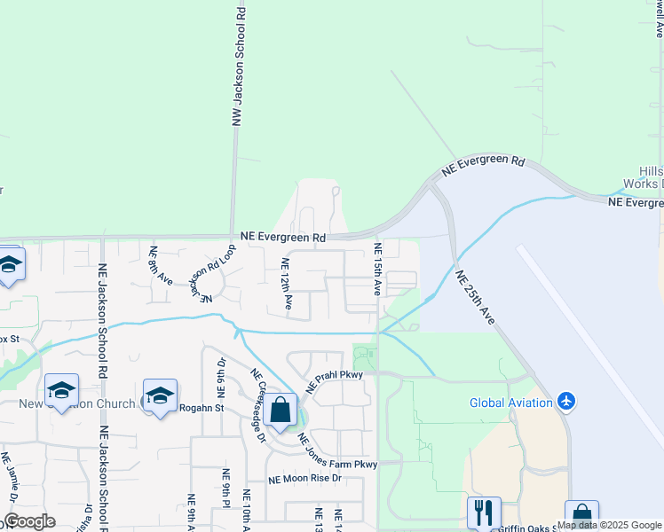 map of restaurants, bars, coffee shops, grocery stores, and more near 3296 Northeast 13th Place in Hillsboro
