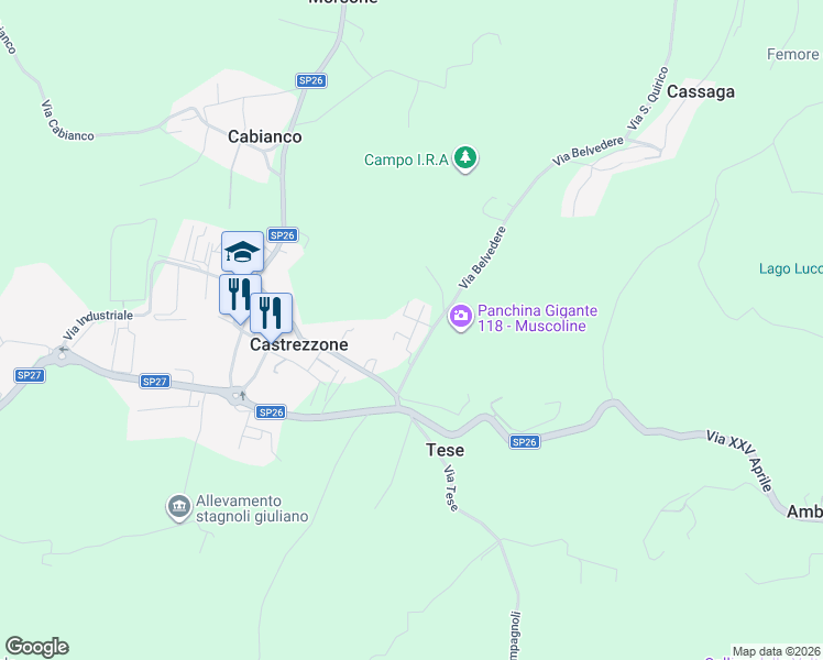 map of restaurants, bars, coffee shops, grocery stores, and more near 18 Via Valtenesi in Castrezzone