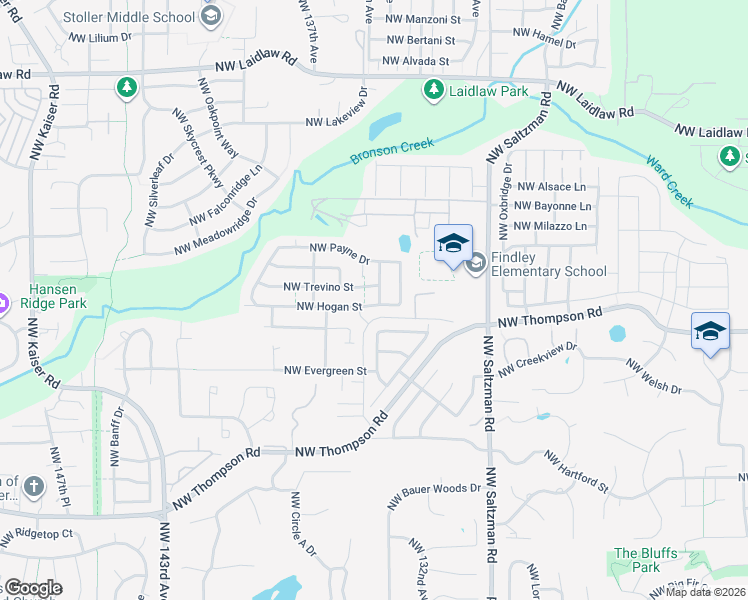 map of restaurants, bars, coffee shops, grocery stores, and more near 4049 Northwest 134th Terrace in Portland