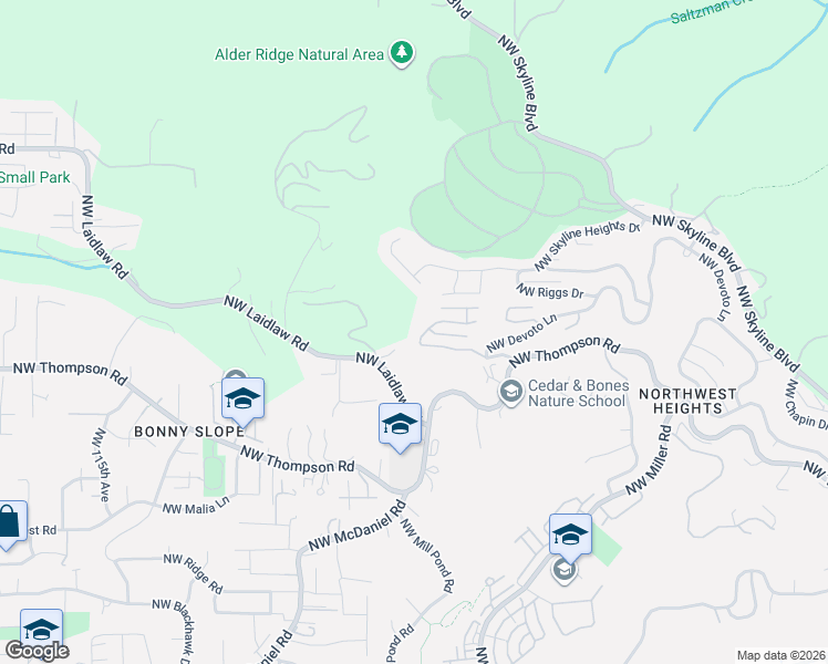 map of restaurants, bars, coffee shops, grocery stores, and more near 10226 Northwest Langworthy Terrace in Portland