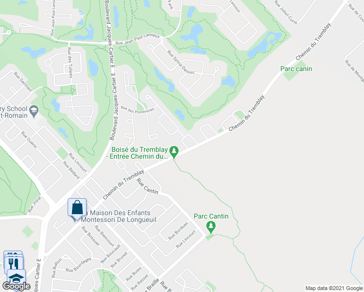 map of restaurants, bars, coffee shops, grocery stores, and more near 2315 Rue de Toscane in Longueuil