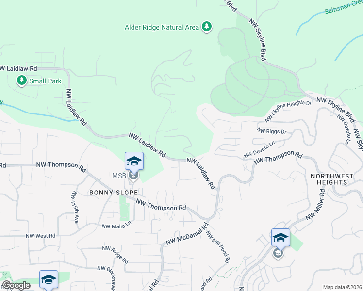 map of restaurants, bars, coffee shops, grocery stores, and more near 10680 Northwest Laidlaw Road in Portland