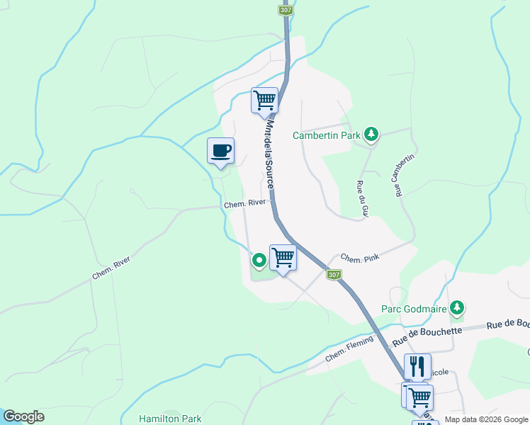 map of restaurants, bars, coffee shops, grocery stores, and more near 7 Chemin River in Cantley