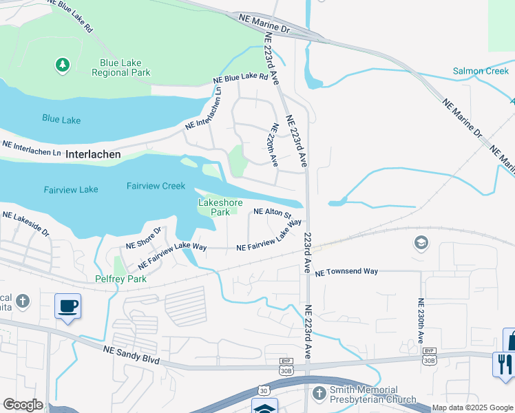 map of restaurants, bars, coffee shops, grocery stores, and more near 21902 Northeast Alton Street in Fairview
