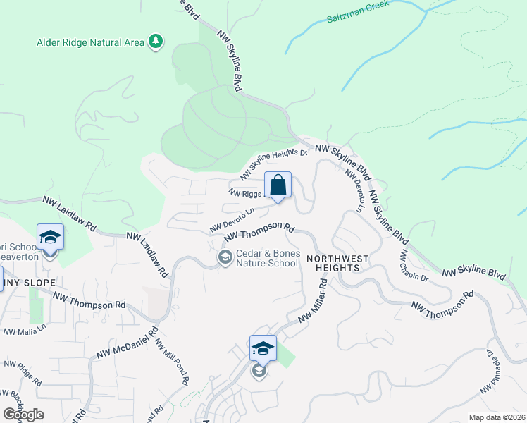map of restaurants, bars, coffee shops, grocery stores, and more near 4018 Northwest McGrath Court in Portland