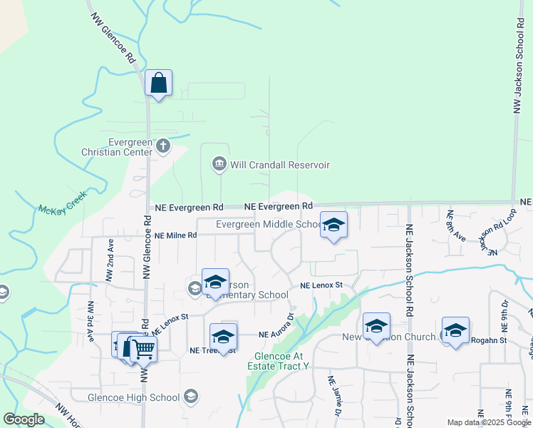 map of restaurants, bars, coffee shops, grocery stores, and more near 3457 Northeast Corona Court in Hillsboro