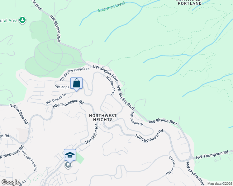 map of restaurants, bars, coffee shops, grocery stores, and more near 9225 Northwest McKenna Drive in Portland